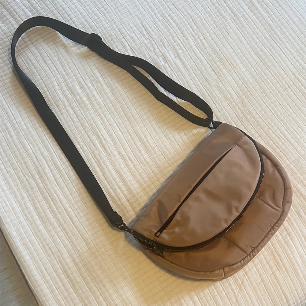 Girlie Girl Tan Puffer Crossbody Bag
